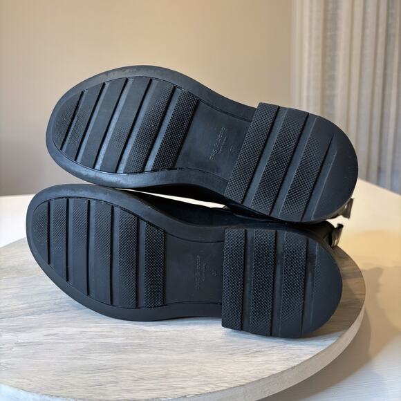 Rag & Bone Women's Black Moto Rain Rubber Waterproof Boots US Size 6.5 - Picture 8 of 11